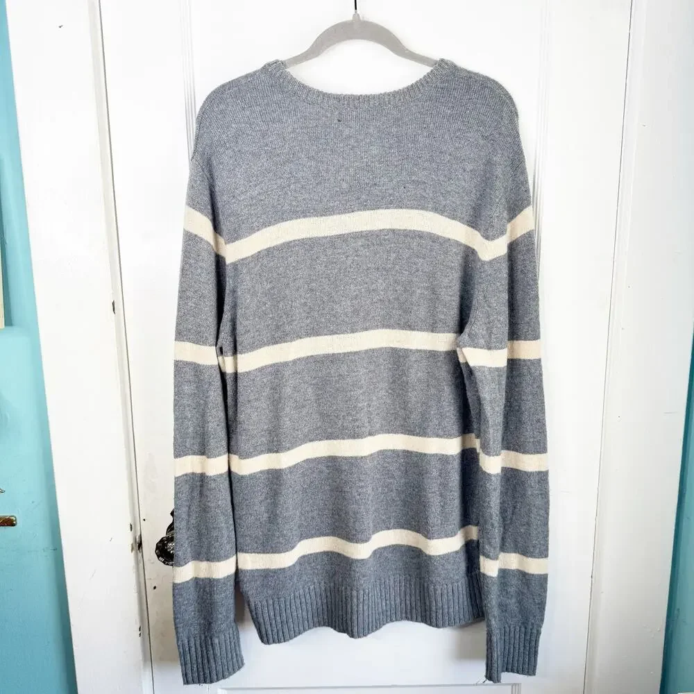 American Eagle AE Wool Blend Crewneck Striped Knit Sweater Men’s Athletic Fit XL